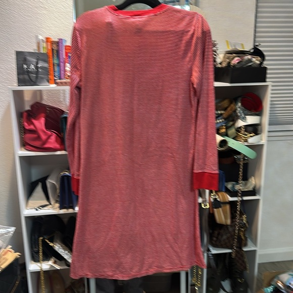 Red Striped Long Sleeve Henley Dress - Picture 6 of 6